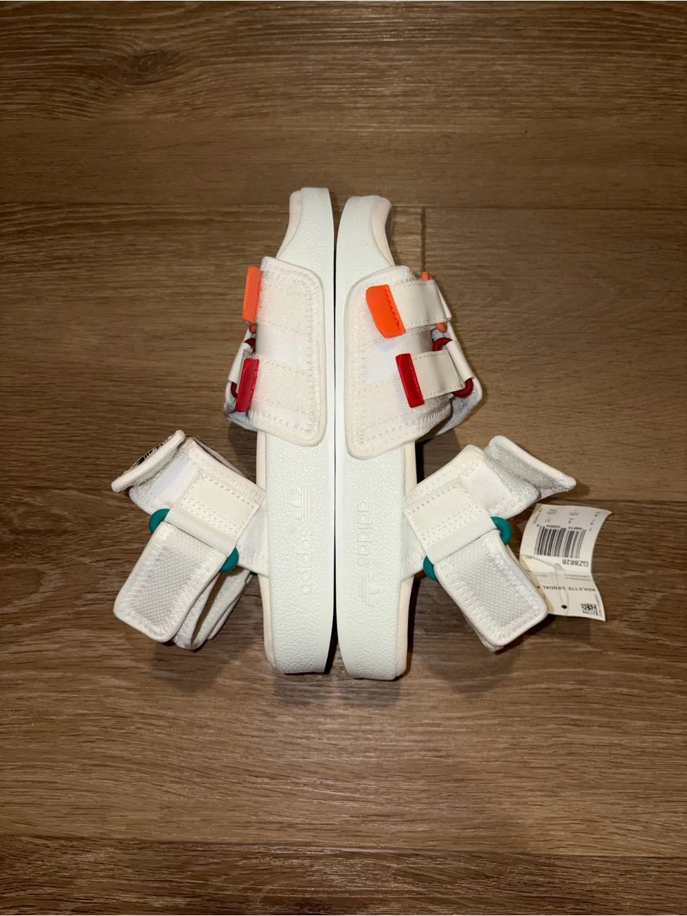 Adidas Adilette Sandal 4.0 White Multicolor Straps Men’s 4 Wmns 5.5 New Defects